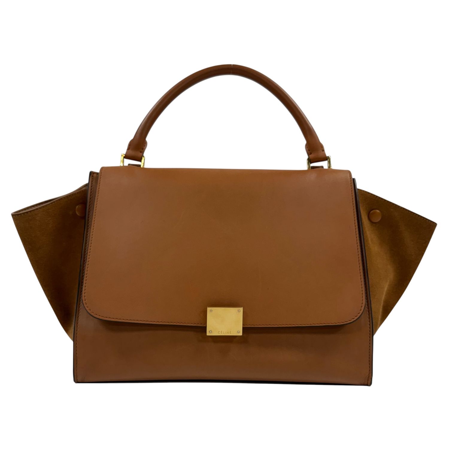 CÉLINE TRAPEZE TAN BROWN LEATHER &amp; SUEDE TOP HANDLE BAG BY PHOEBE PHILO 2010S