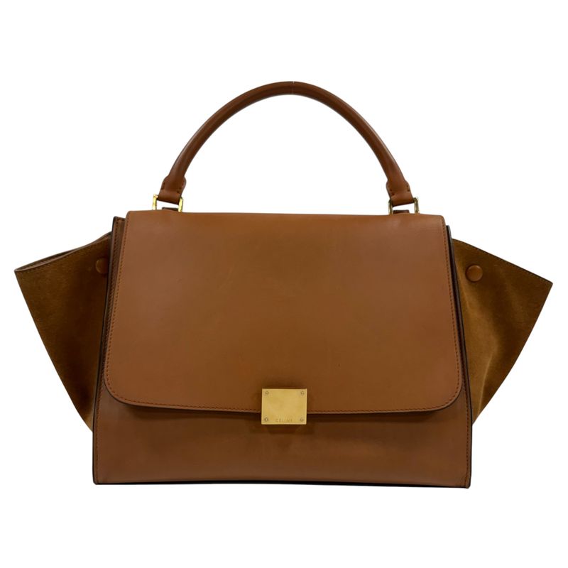 CÉLINE TRAPEZE TAN BROWN LEATHER &amp; SUEDE TOP HANDLE BAG BY PHOEBE PHILO 2010S