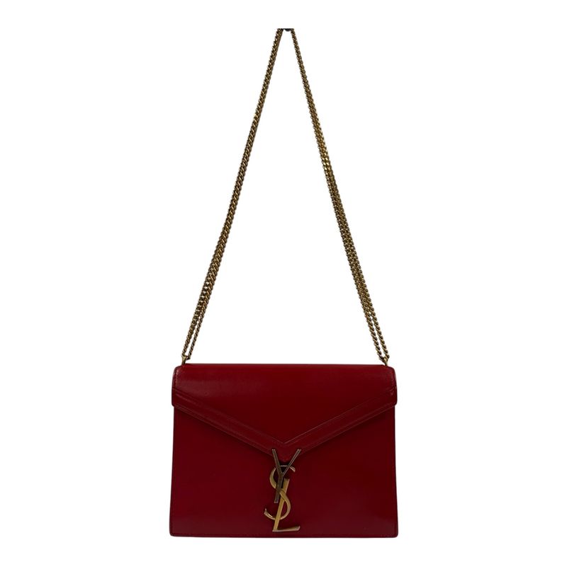 SAINT LAURENT MEDIUM CASSANDRA RED LEATHER CHAIN SHOULDER BAG BY ANTHONY VACCARELLO, 2018