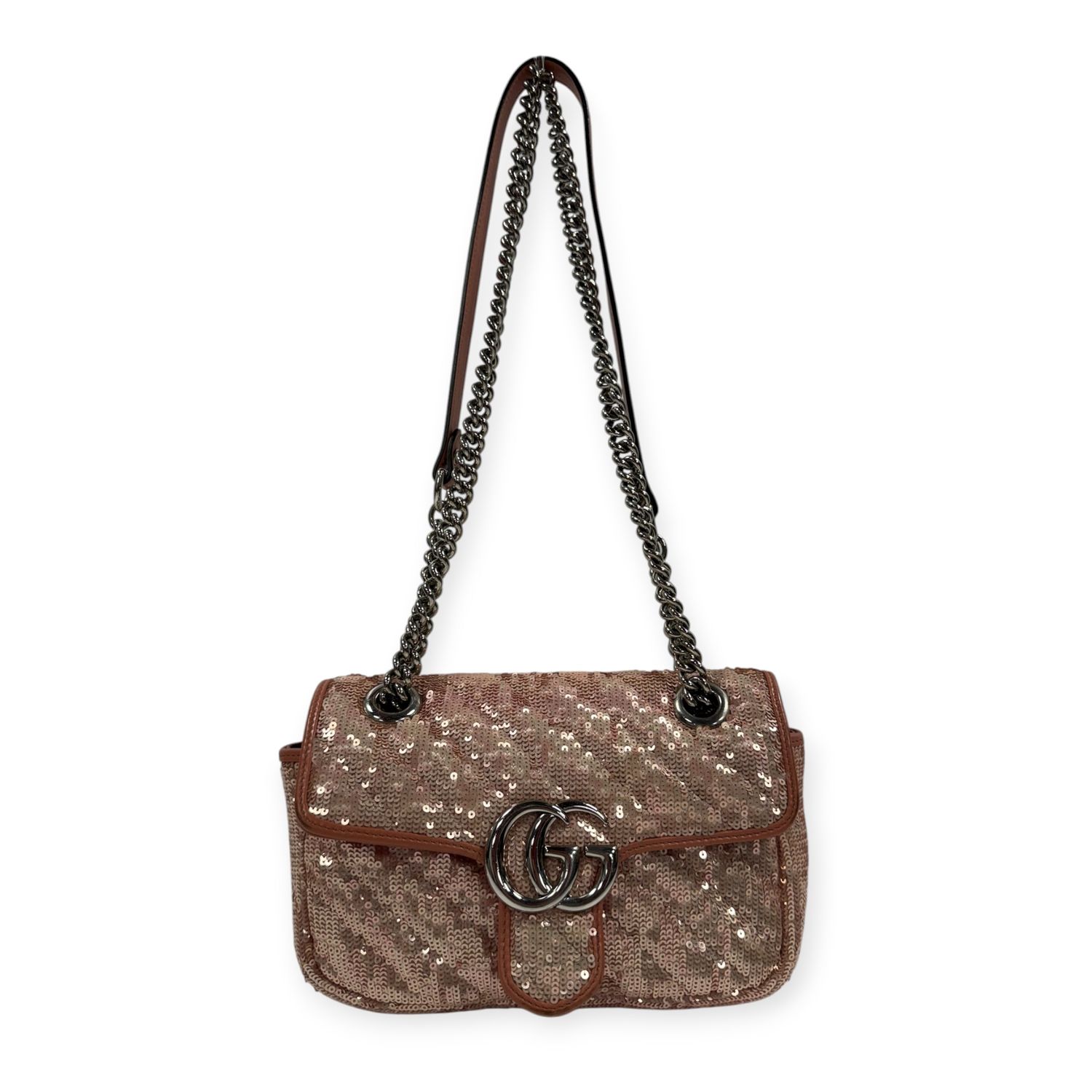 GUCCI GG MARMONT PINK SEQUIN MINI SHOULDER CROSSBODY BAG