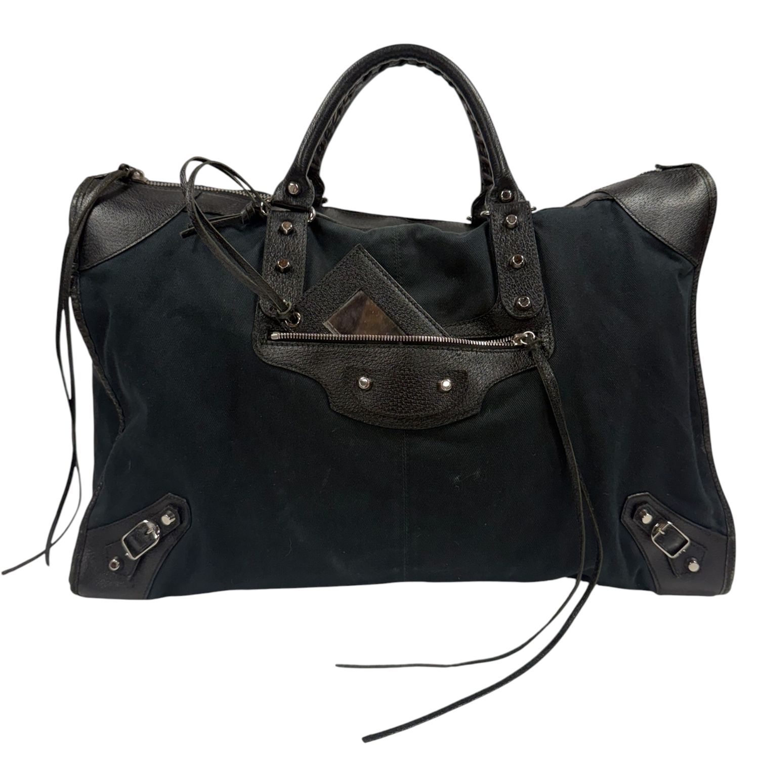 BALENCIAGA OVERSIZED WEEKENDER TRAVEL BAG BY NICOLAS GHESQUIÈRE BLACK CANVAS &amp; LEATHER