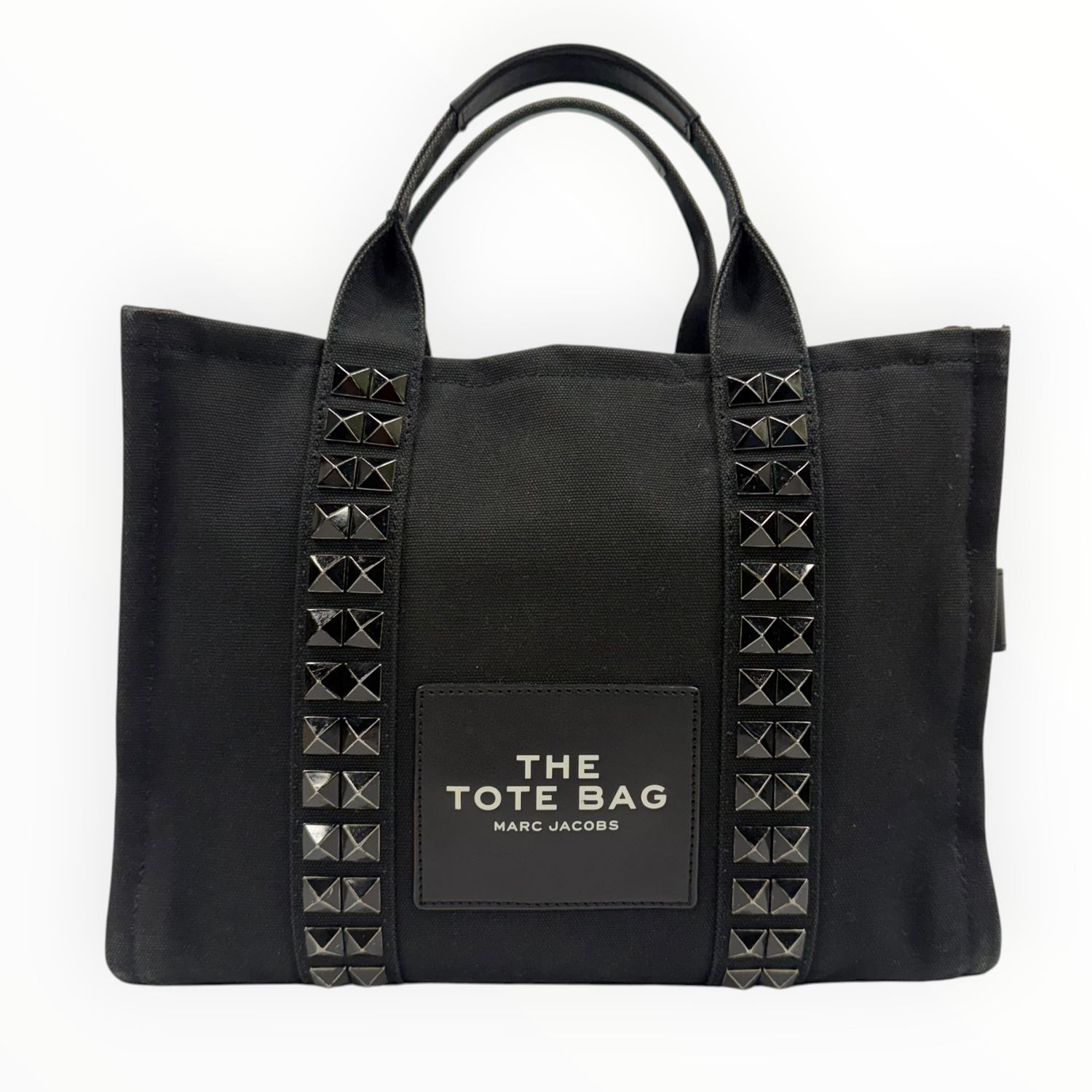 MARC JACOBS THE STUDDED TOTE BAG BLACK CANVAS