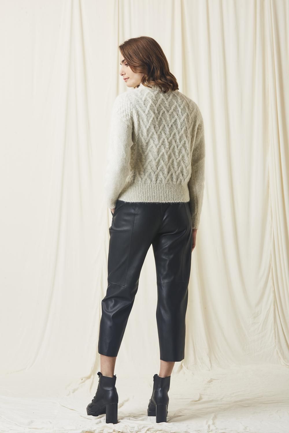 Abbey  High Neck Sweater, Color: Ivory, Size: Small