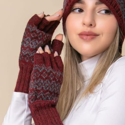 Arctic Alpaca Reversible Half Finger Gloves