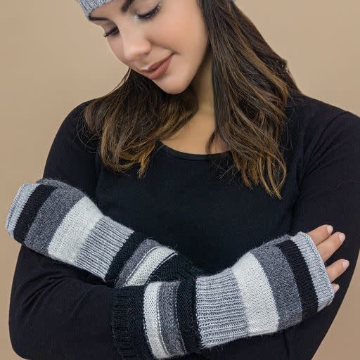 Justin  Striped Fingerless Gloves