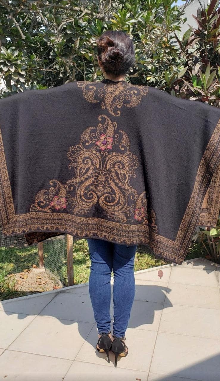 Autumn Blossoms Reversible Ruana