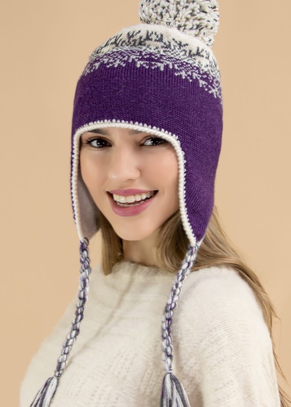 Norway Ski Hat w/Ear Flaps - Fleece Lined
