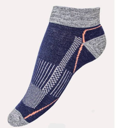 Shorty Athletic Socks, Color: Blue/Grey/Pink, Size: S/M