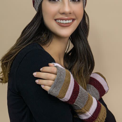 Justin  Striped Fingerless Gloves, Color: Sand/Multi