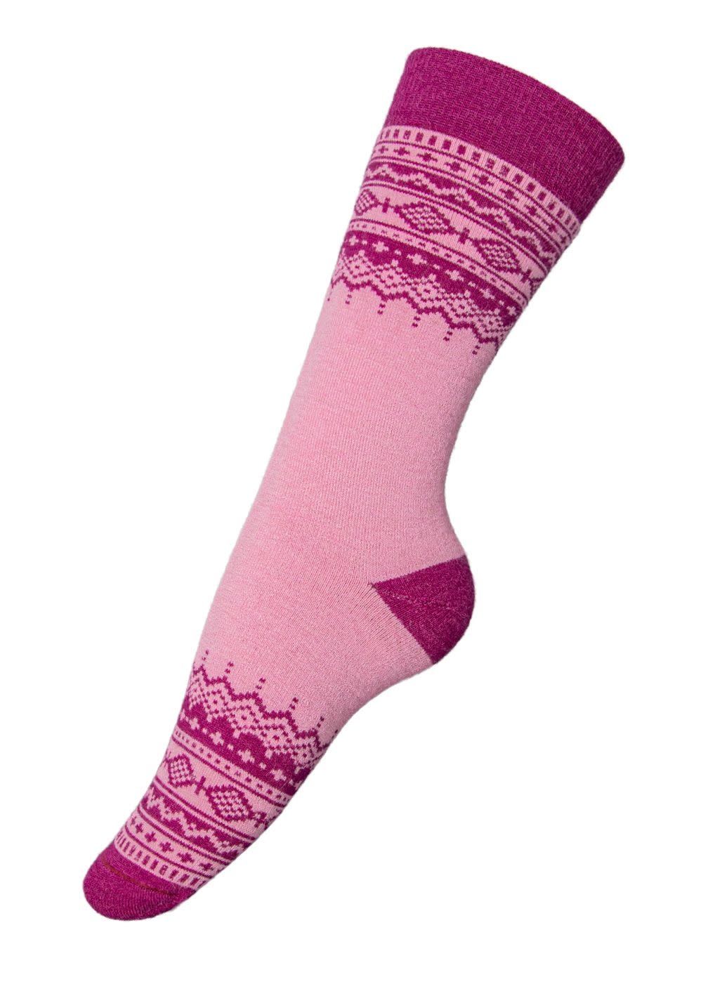 Fair Isle Alpaca Socks, Color: Fucsia/Pink, Size: S/M