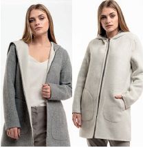 Reversible Coat w/Hood, Color: Grey/White, Size: X-Small