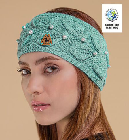 Laurel Leaf Alpaca Headband, Color: Aqua Haze