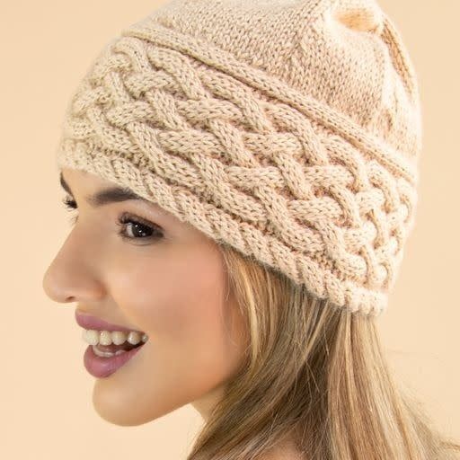 Sidney Cable Alpaca Hat, Color: Beige