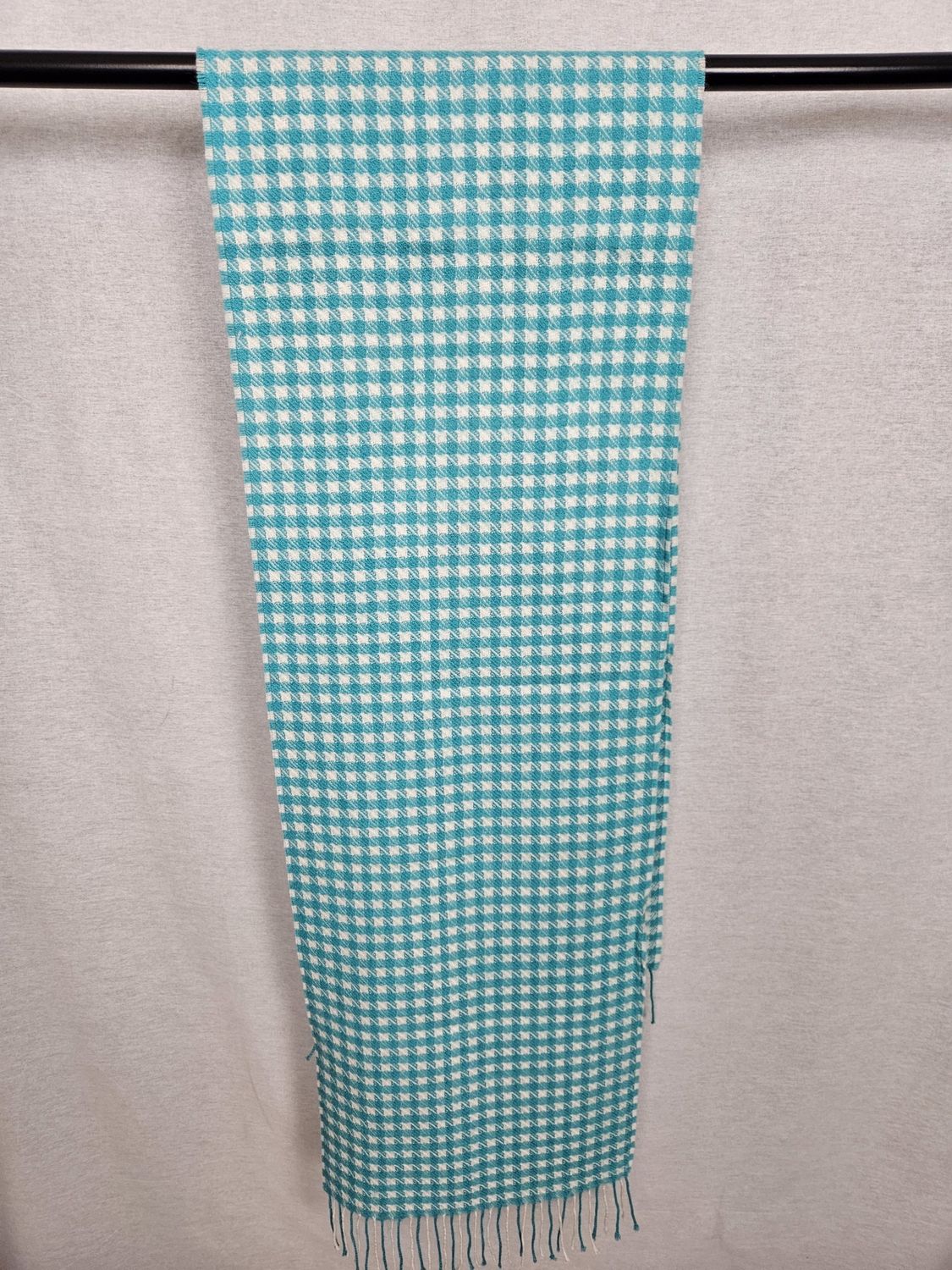 Hounds Tooth Scarf, Color: Light Teal/White
