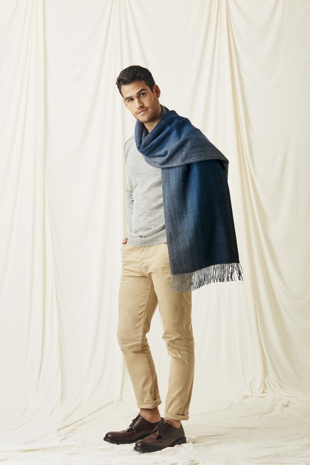 Shepherd Check Stole, Color: Teal/Black