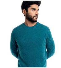 Classic Round Neck Sweater, Color: Turquoise, Size: Medium
