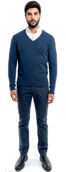 Classic V-Neck Sweater, Color: Navy, Size: Medium