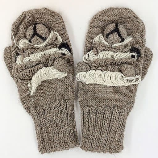 Alpaca Kids Mittens, Color: Sand Mlge