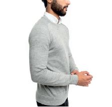 Classic Baby Alpaca Men&#39;s Sweater, Color: Grey, Size: Medium