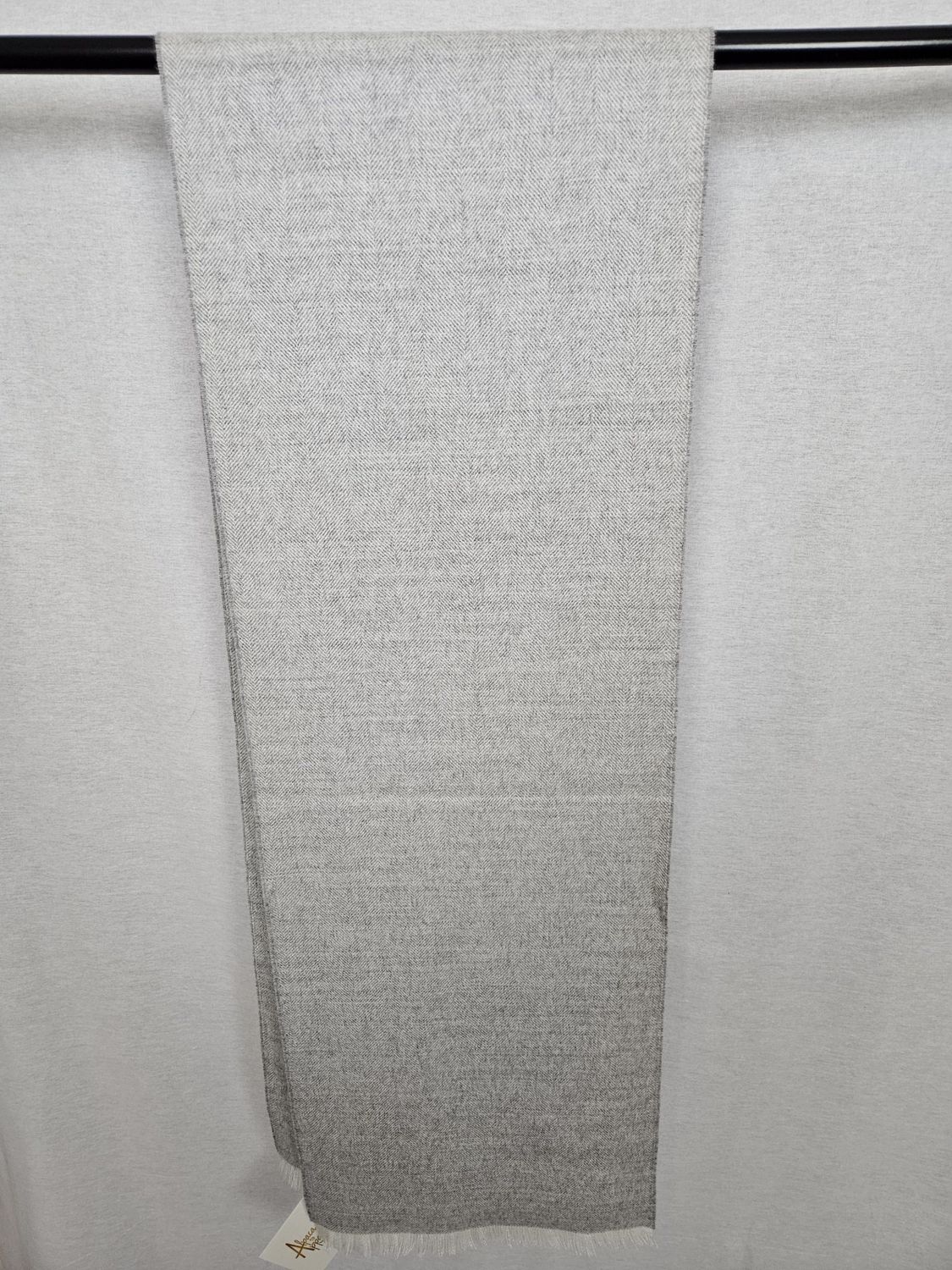 Royal Alpaca Herringbone Eyelash Fringe Scarf, Color: Silver