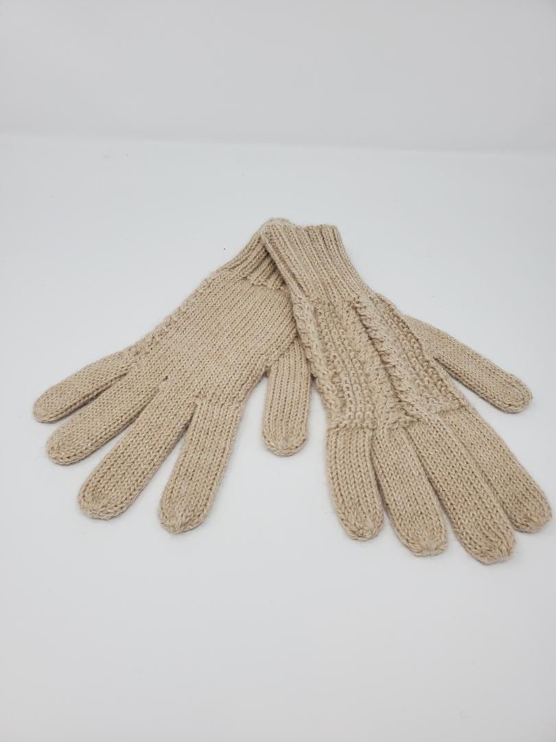 Classic Cable Alpaca Gloves, Color: Beige