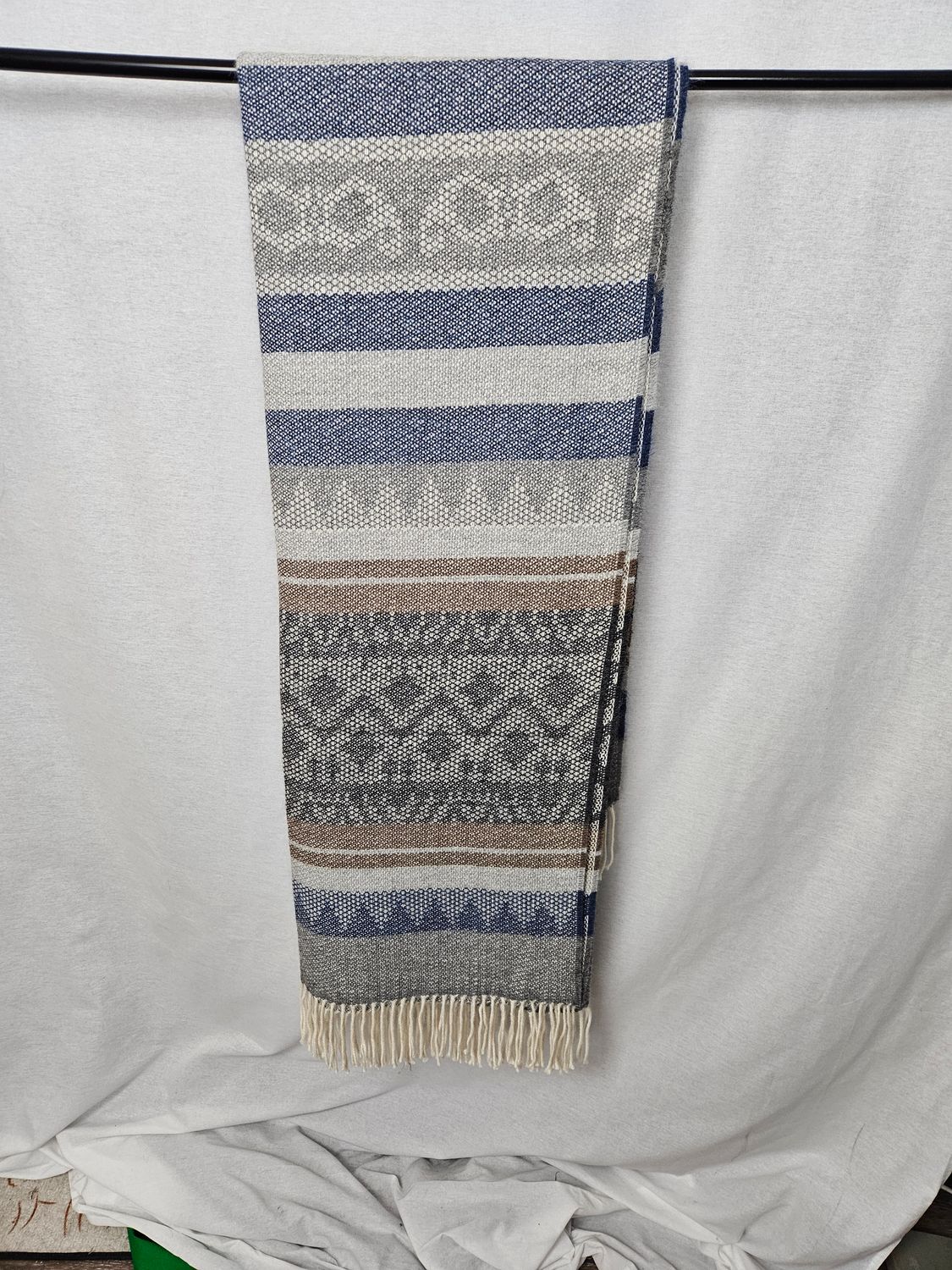 Luxurious Comfort Alpaca Blanket, Color: Navy/Grey/Beige