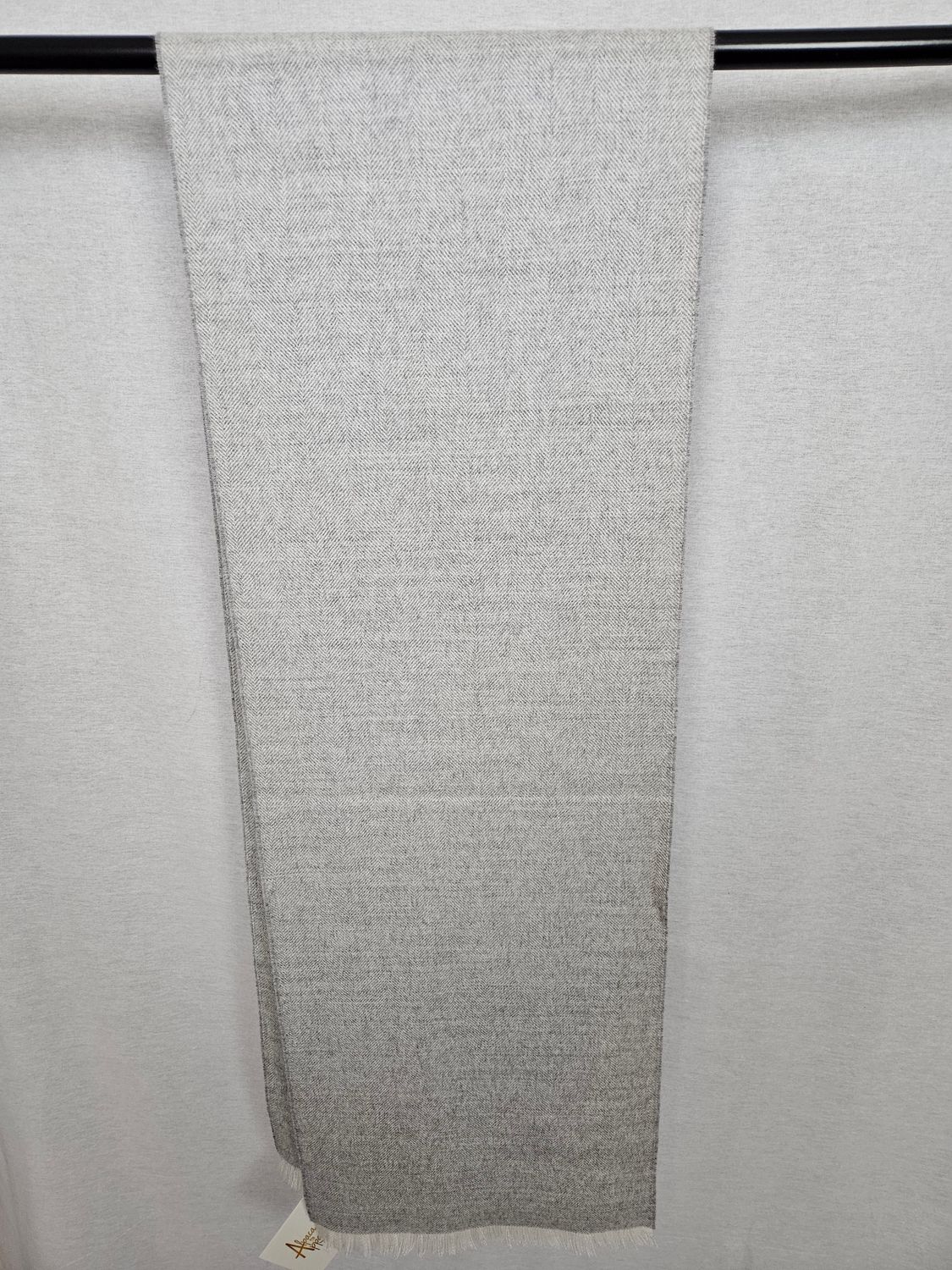 Royal Alpaca Herringbone Eyelash Fringe Scarf, Color: Silver