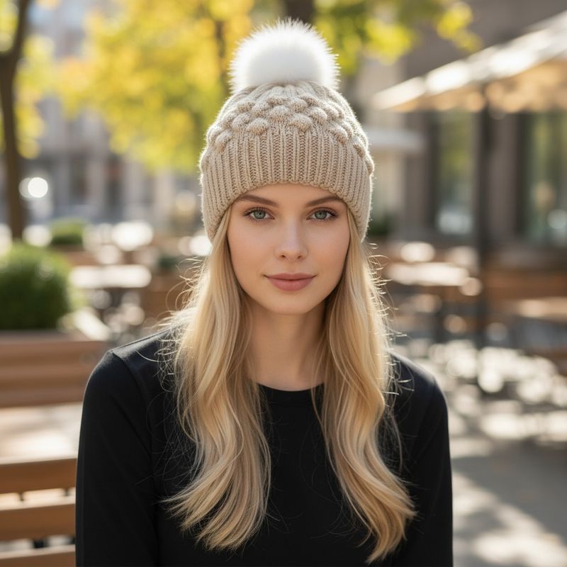 Priscilla Alpaca Fur Pompom Hat