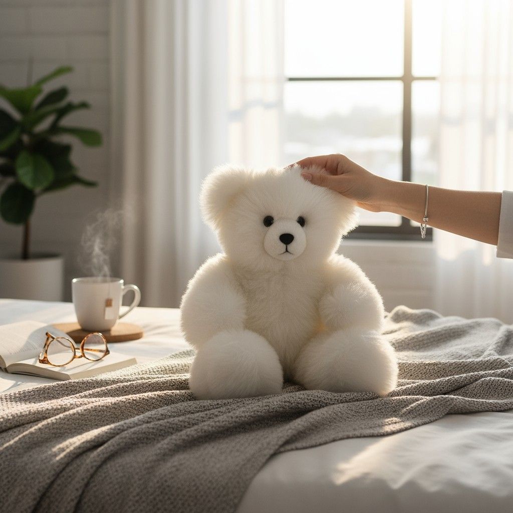 Alpaca Stuffed Teddy Bear 18&quot;, Color: White