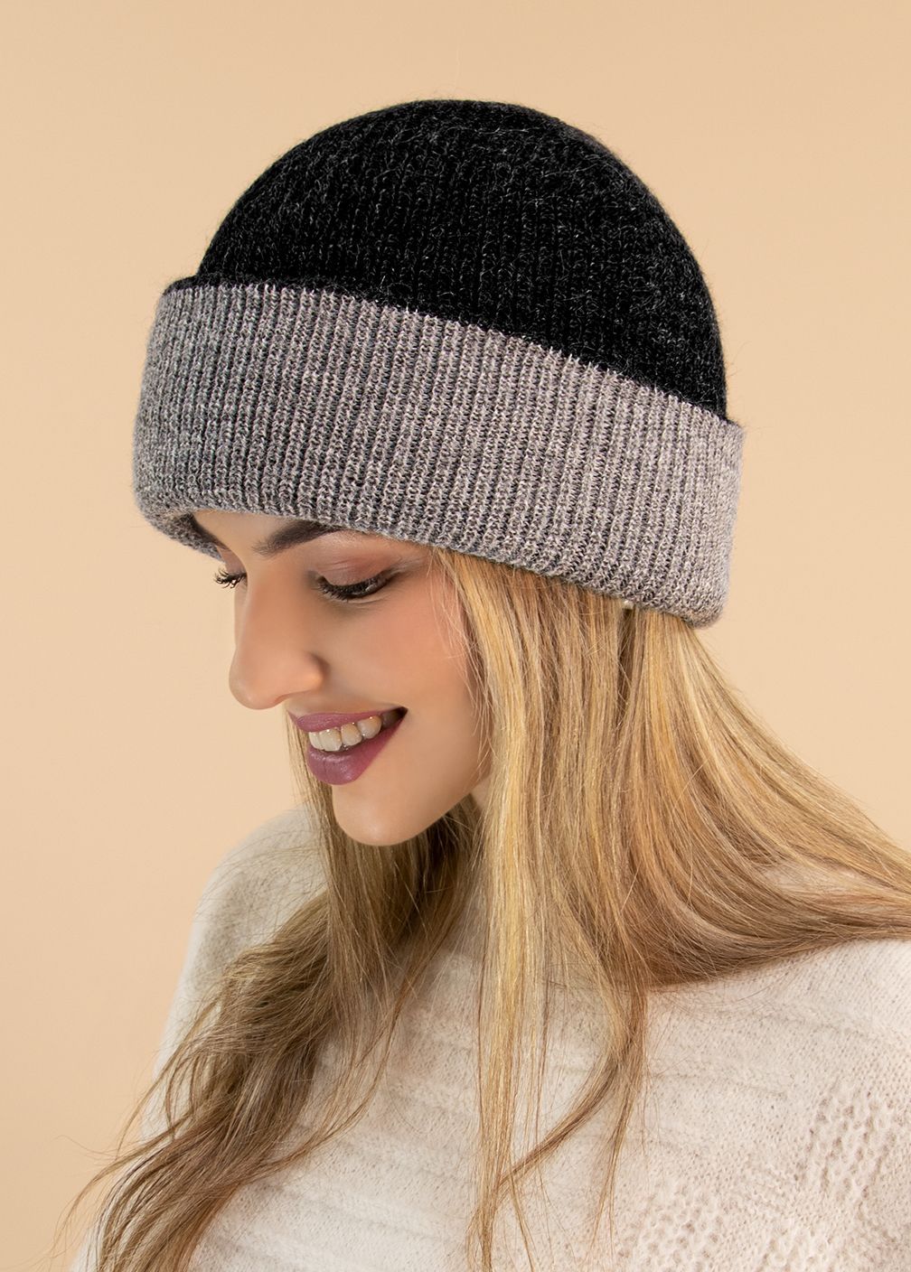 Reversible English Hat, Color: Black/Light Grey