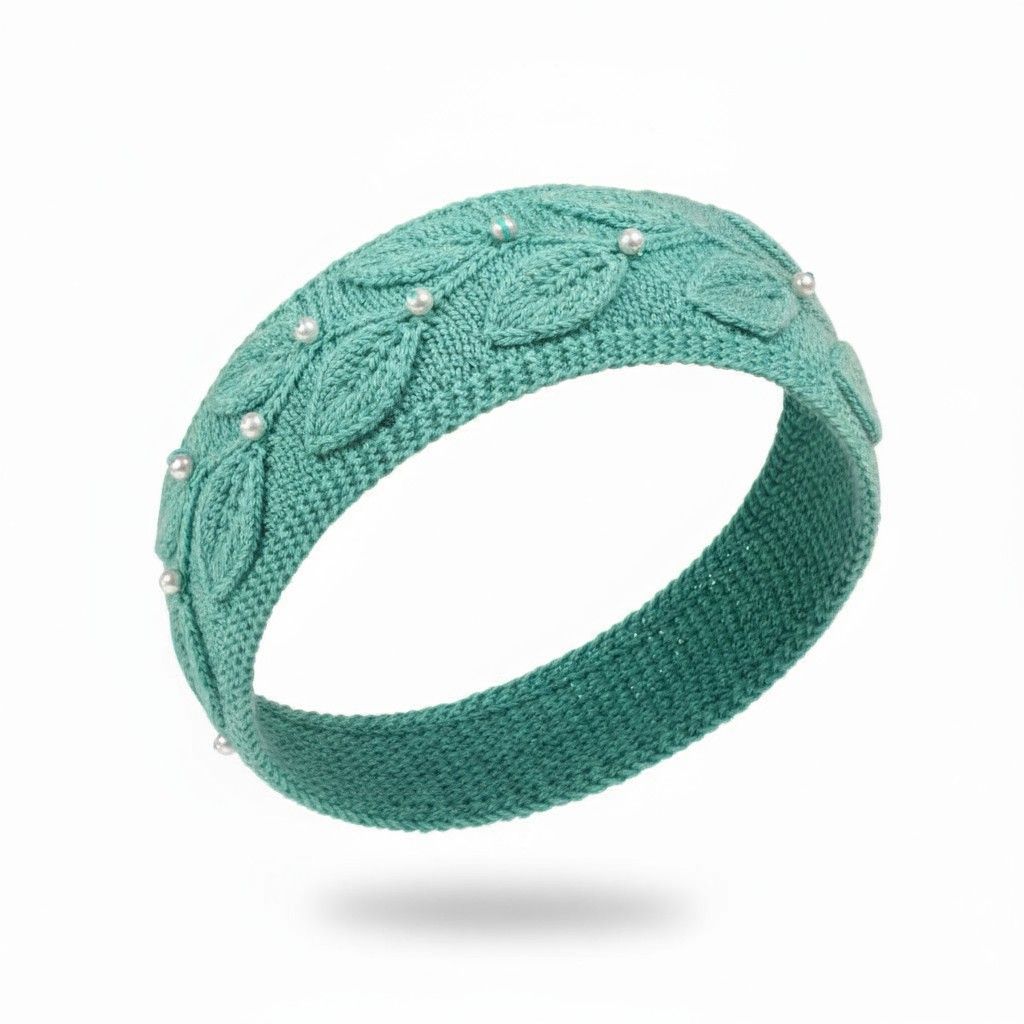 Laurel Leaf Alpaca Headband, Color: Aqua Haze