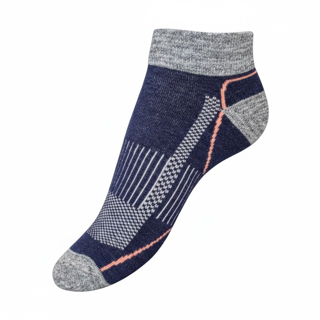 Shorty Athletic Socks, Color: Blue/Grey/Pink, Size: S/M