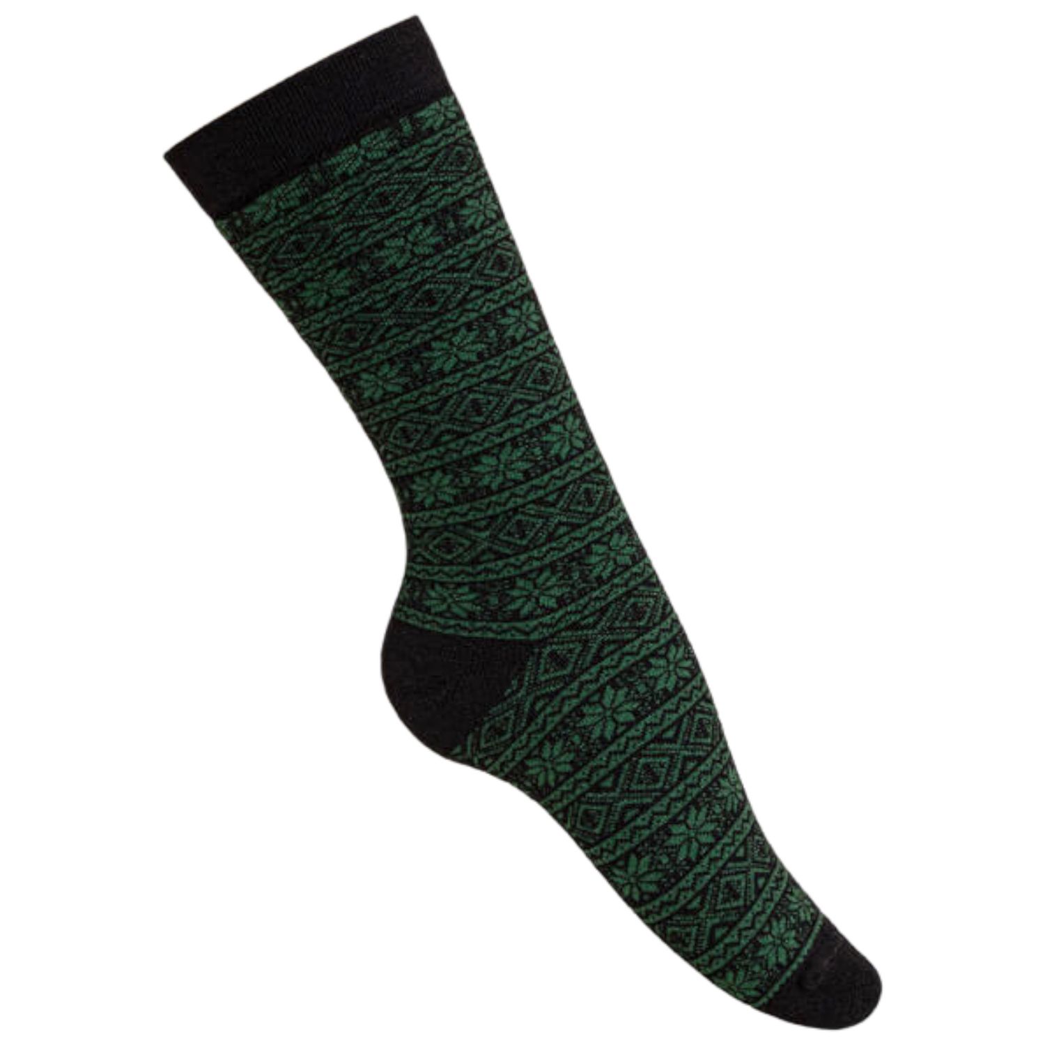 Alpaca Nordic Socks, Color: Black/Green, Size: Small