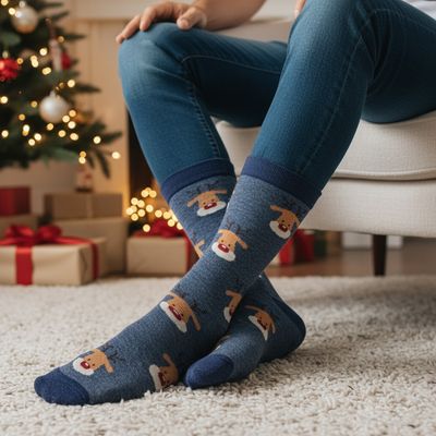 Reindeer Holiday Crew Socks