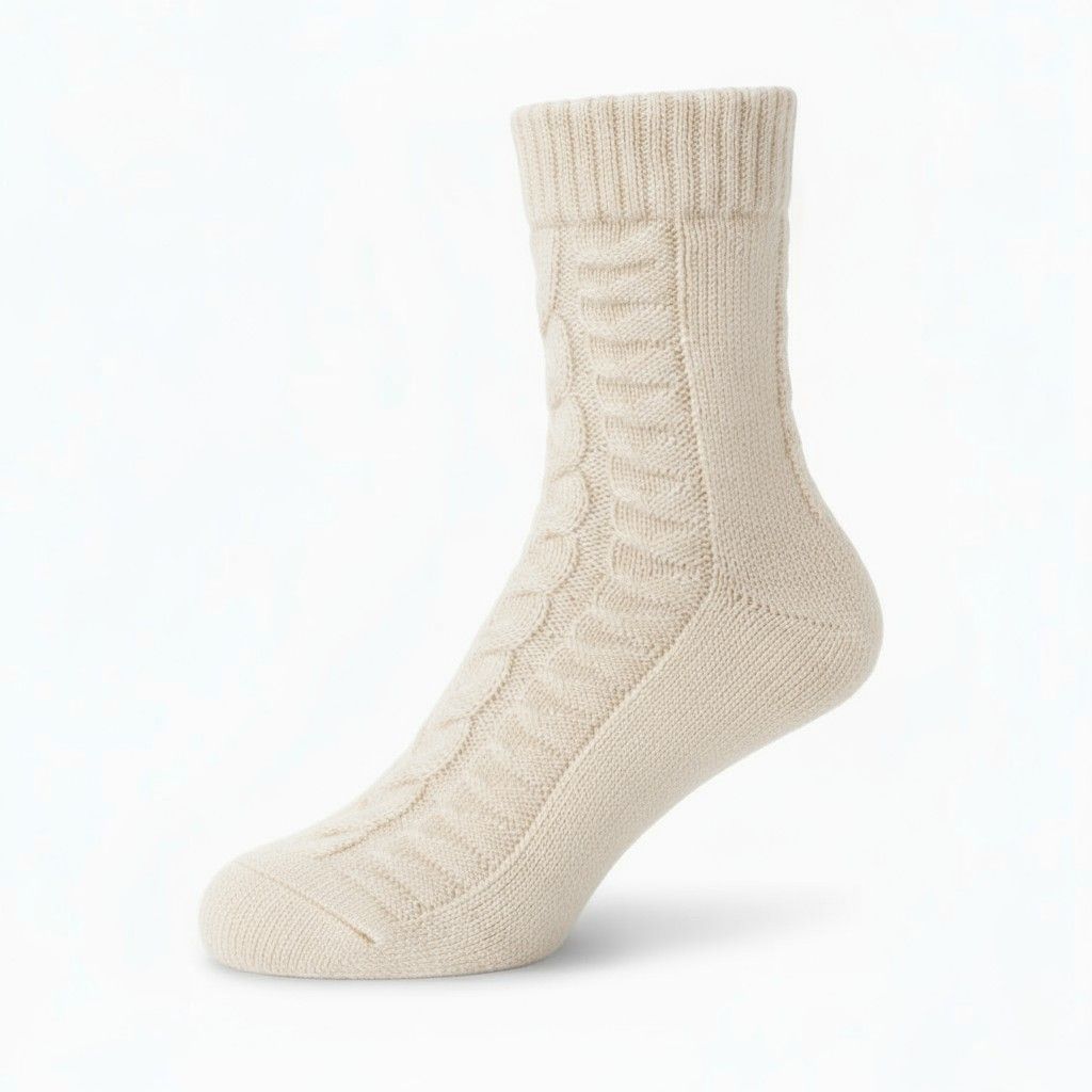 Alpaca Cable Socks 100% Baby Alpaca, Color: Ivory, Size: Small/Medium