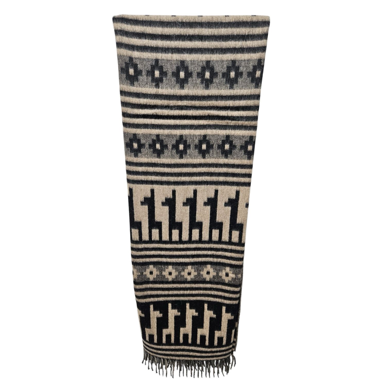 Peruvian Alpaca Blanket, Color: Black/Brown