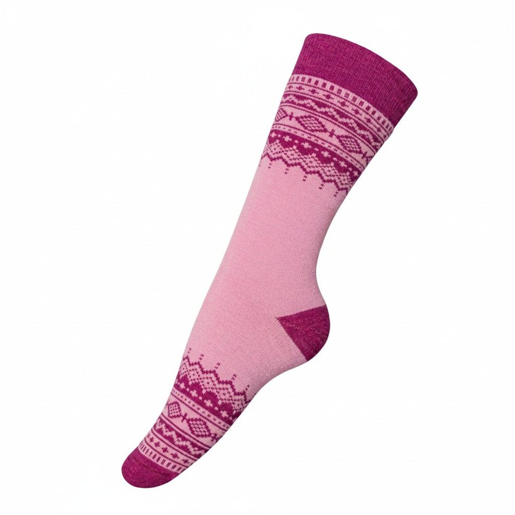 Fair Isle Alpaca Socks, Color: Fucsia/Pink, Size: S/M