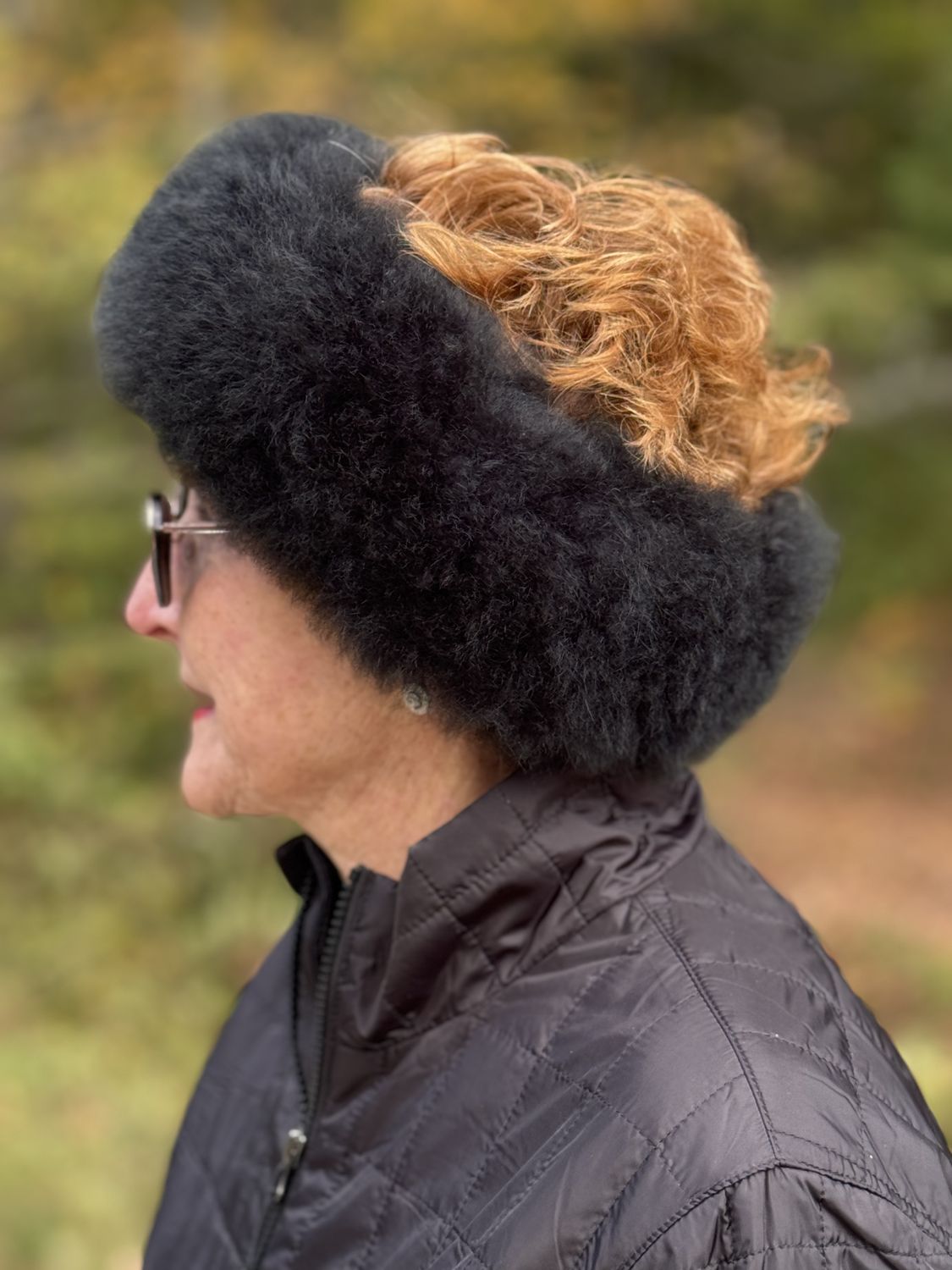 Fur Headband, Color: Black