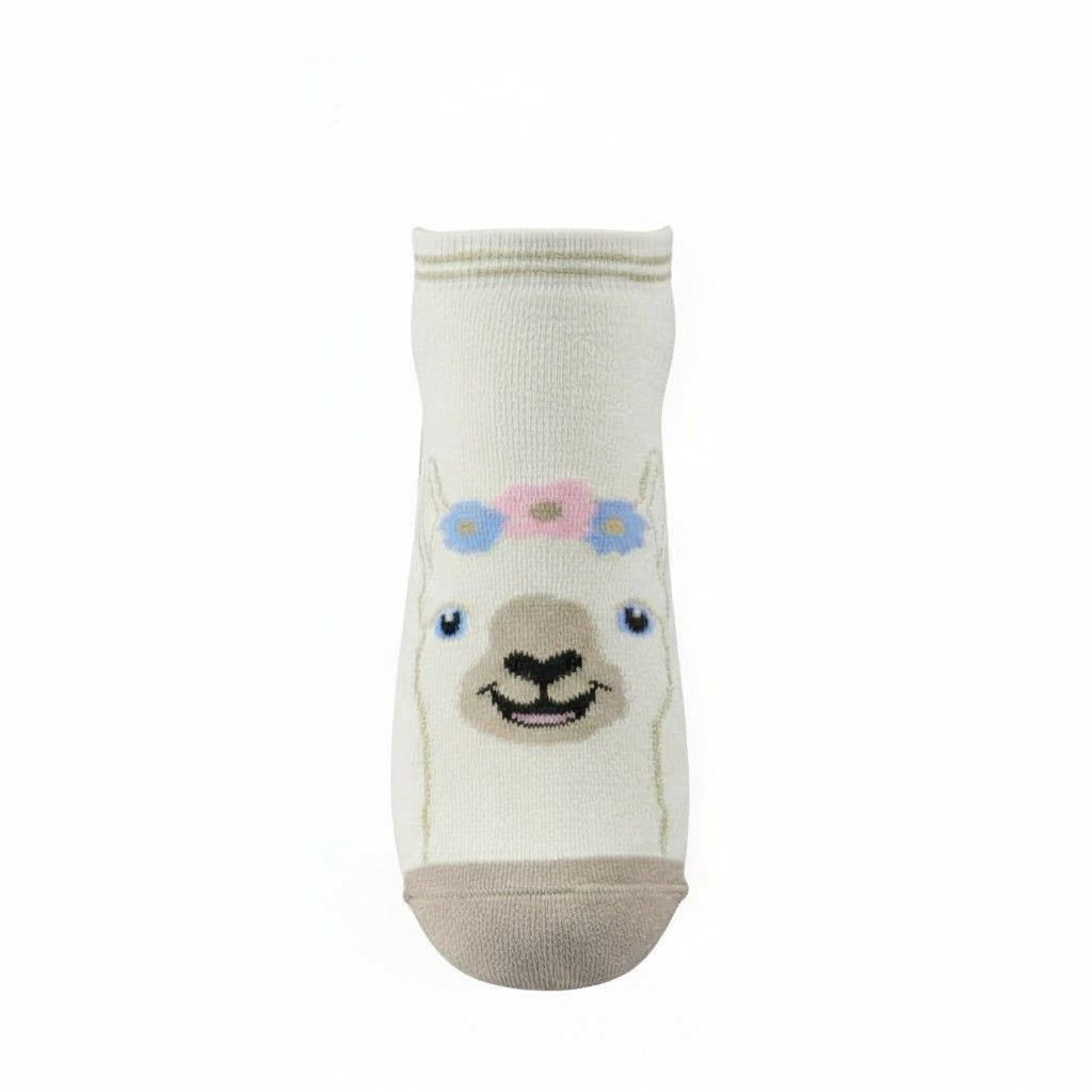 Alpaca Ankle Face Socks, Color: Natural/Beige, Size: Small/Medium