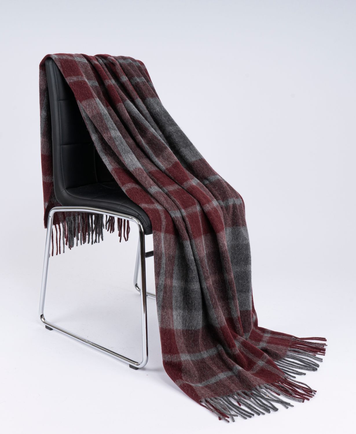 Scottish Alpaca Blanket, Color: Burgundy/Grey
