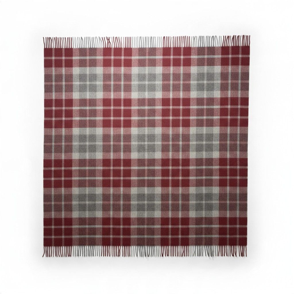 Scottish Alpaca Blanket, Color: Burgundy/Grey