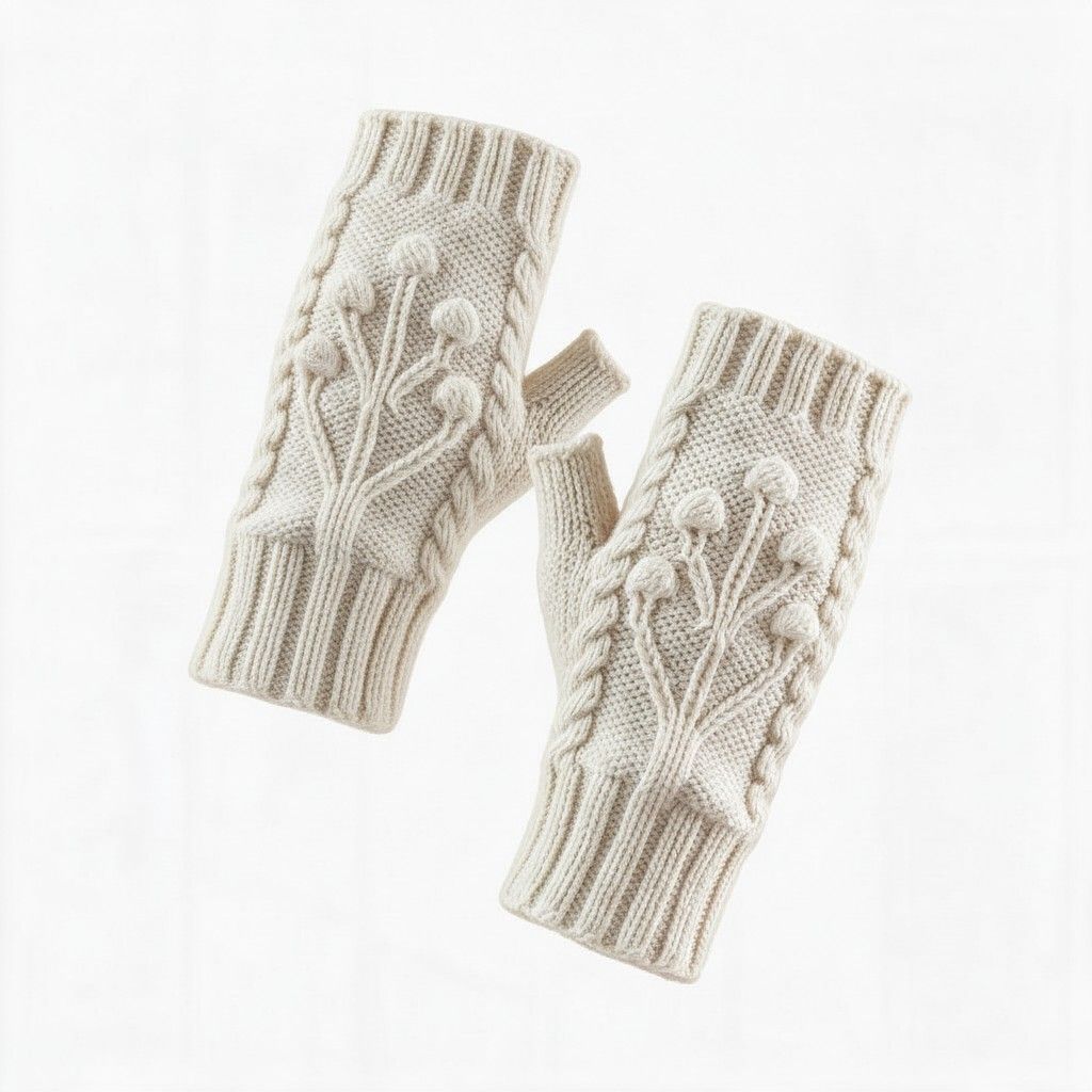 Italy Alpaca Fingerless Gloves, Color: Natural