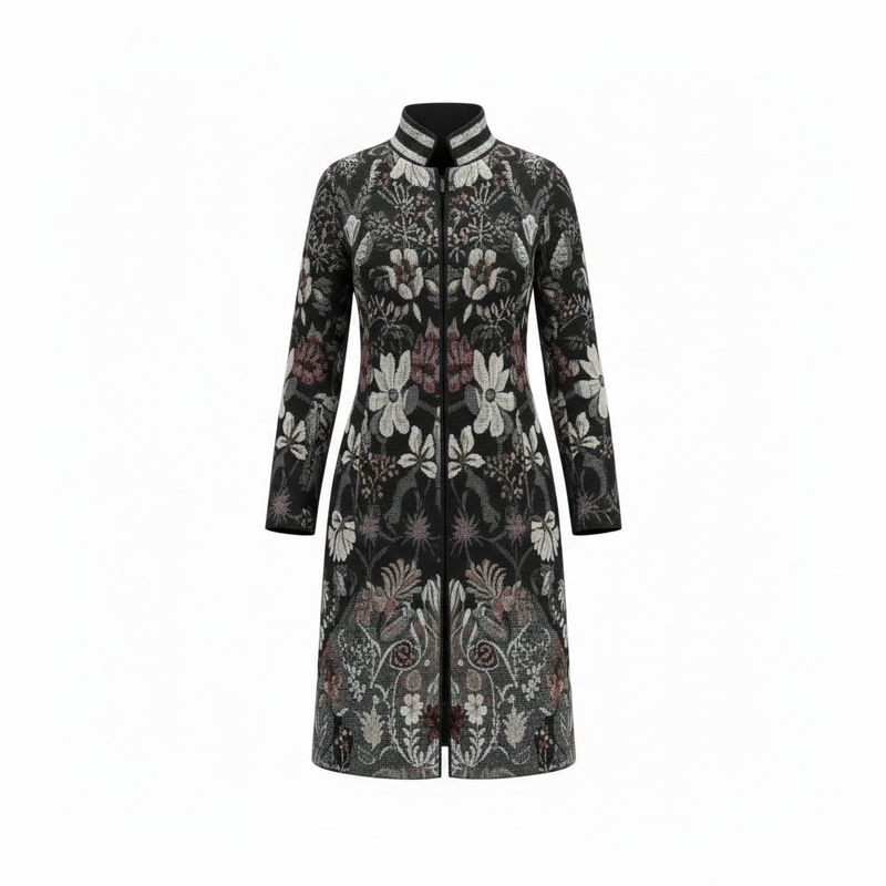 Flowers Symphony Coat w/Buttons