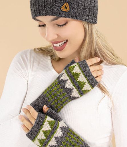 Colette Brushed Alpaca Fingerless Gloves, Color: Charcoal