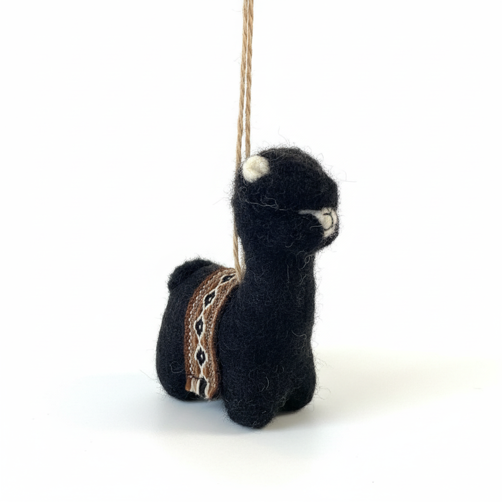 Alpacadorable Alpaca Ornament, Design: Standing, Color: Black
