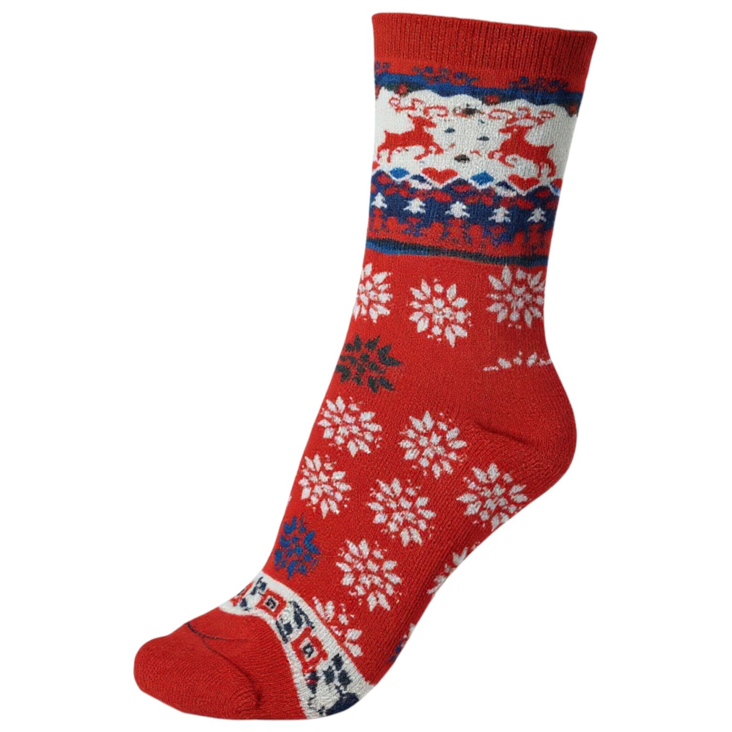 One Size Christmas Knit Socks, Color: Holly Berry Red