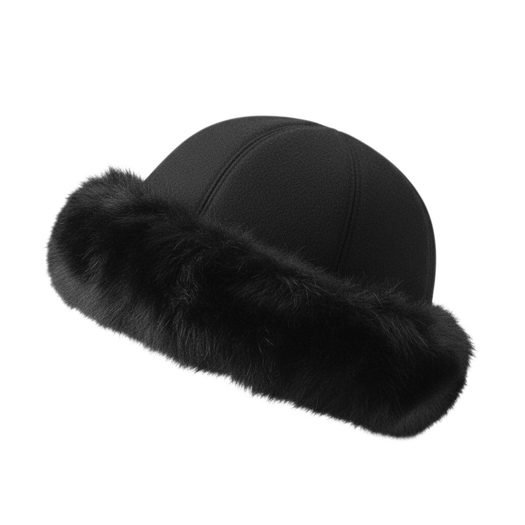Alpaca Fabric Fur Hat, Color: Black