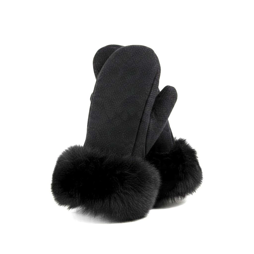 Sheep Skin Gloves w/Alpaca Fur, Color: Black