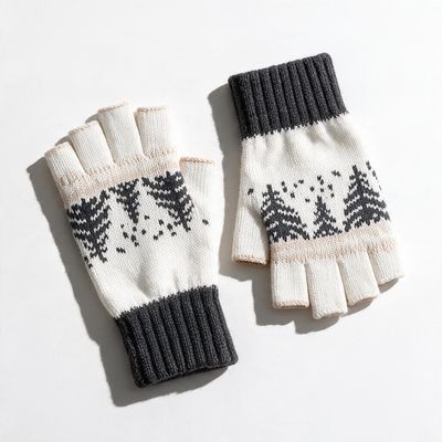 Scandinavian Winter Alpaca Reversible Half Finger Gloves