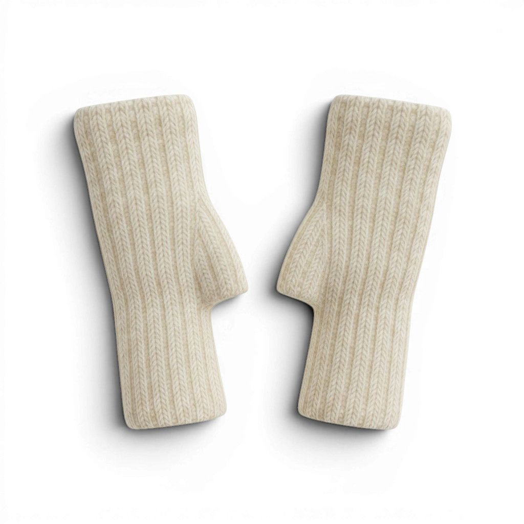 Aubrey Alpaca Knit Fingerless Gloves, Color: Natural